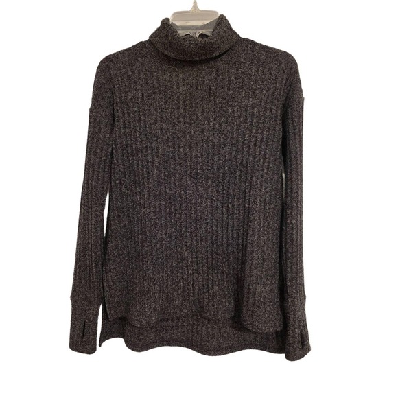 Athleta Sweaters - Athleta Gray Ribbed Turtleneck Sweater Thumb Holes Size XXS